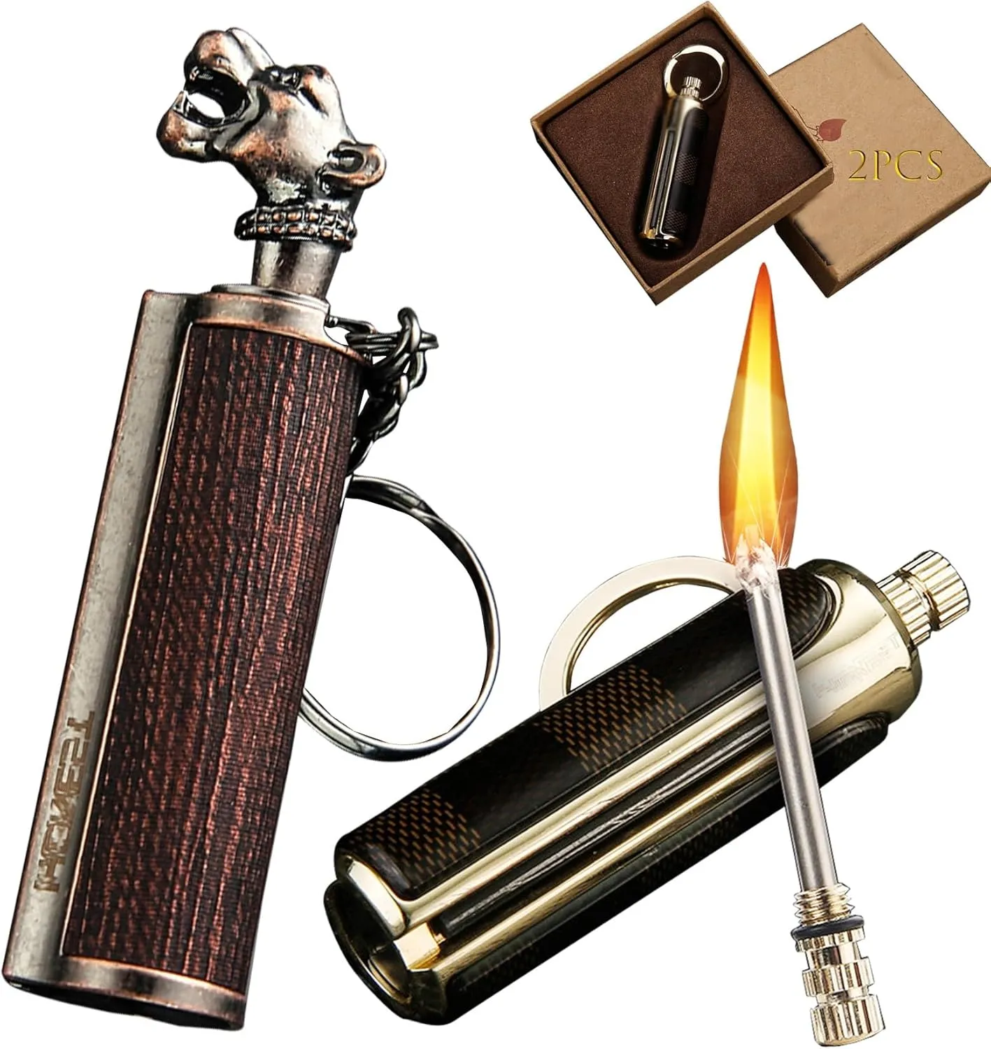 2 Pack Permanent Match lighters for Camping ， Reusable Match ，Forever Flint Fire Starter for Outdoor Survival, for Men(9)