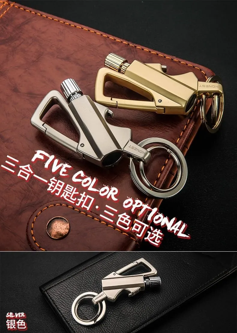 2 Pack Permanent Match Lighters with Multi-Function Keychain Bottle Opener, Reusable Waterproof Permanent Flint Fire Starter for Outdoor Survival, Suitable for Men(2pc-c)