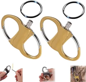 2 pcs Keychain Lighter,Match Hidden Metal Key Chain,Reusable Fire Starter Key Ring,Kerosene Fillable Waterproof Lighters for Outdoor Hunting Traveling Emergency Lifesaving Equipment