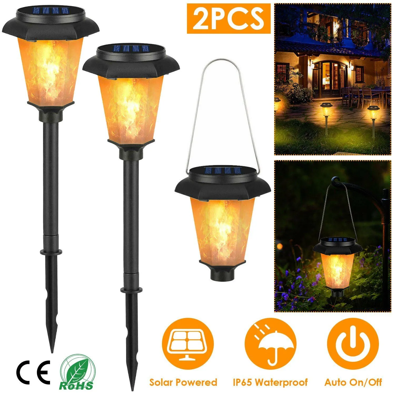2-Piece: Solar Flame Torch Light