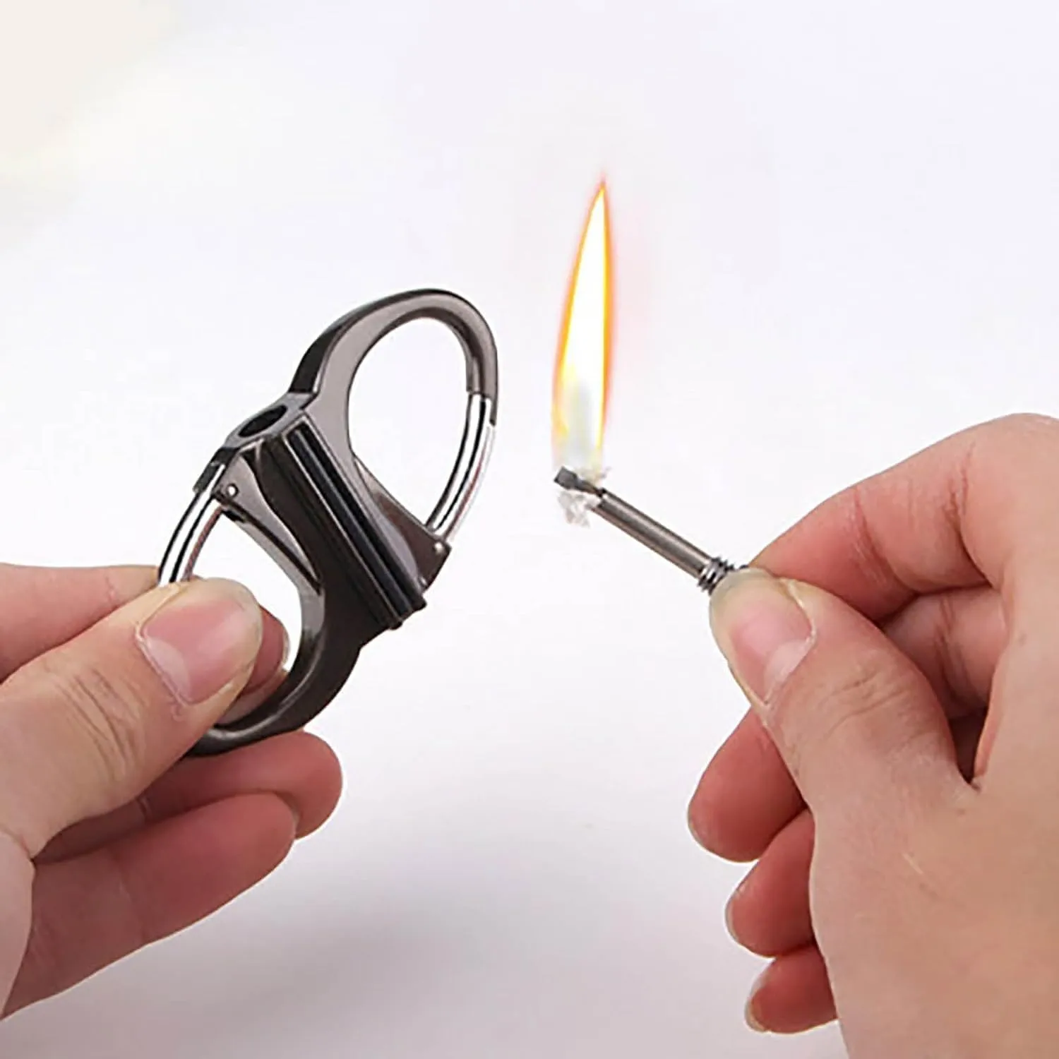 2025 New Metal Keychain Lighter - Lighter Hidden in Key Chain Permanent Match Waterproof Fire Starter Key Ring for Outdoor Car and Home (Black-4pcs)