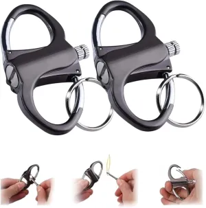 2025 Upgrade Metal Keychain Lighter - Lighter Hidden in Key Chain Permanent Match Waterproof Fire Starter Key Ring for Outdoor Car and Home(Black2)