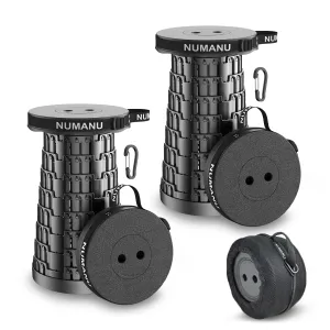 2025 Upgraded 2-Pack Collapsible Stool & Dual Carry Bag   Carabiner Clips
