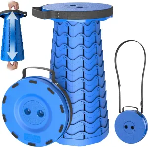 2025 Upgraded Collapsible Stool, Portable Folding Stool, Telescoping Camping Stool, Round Retractable Seat with Anti-Slip Bottom for Camping Gardening Fishing Hiking BBQ [Blue]