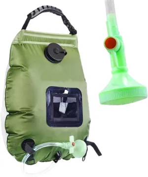 20L Solar Shower Bag - Portable Outdoor Camping Shower with Heat Absorbing Technology - Army Green 5 Gallon Wash Bag(Upgrade)