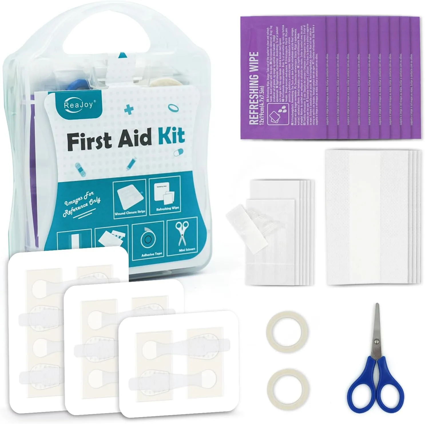 26 PCS First Aid Kit, Wound Closure Strips, 2 Strips x1, 3 Strips x1, 4 Strips x1, Emergency Wound Closure Device Without Stitche, First Aid Supplies Kit at Home Outdoors Sports