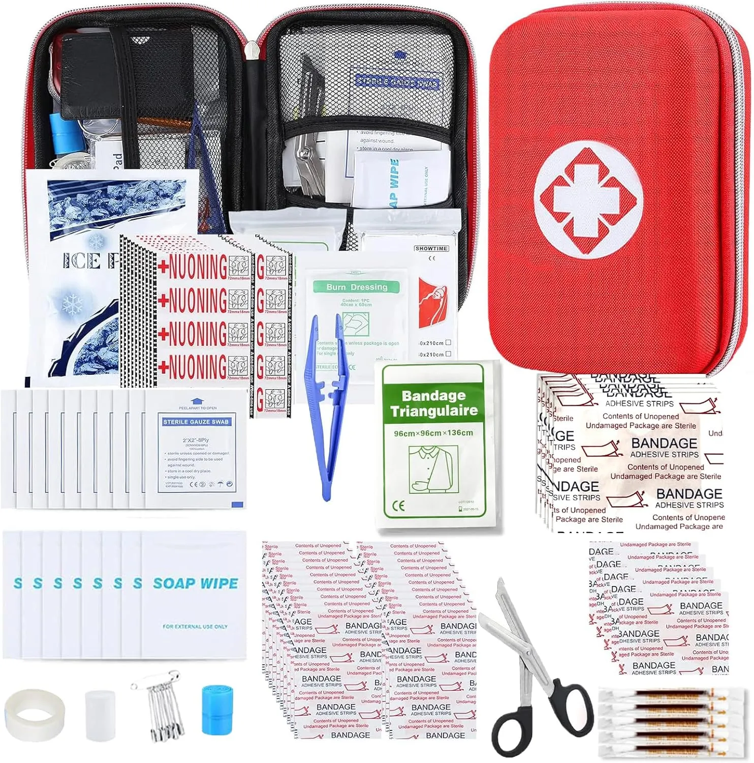 277Pcs Camping First Aid Kit for Business Emergency Supplies Compact Bag for Backpack, Home First Aid Essentials Survival Kit for Hiking Travel Workplace AMORNING