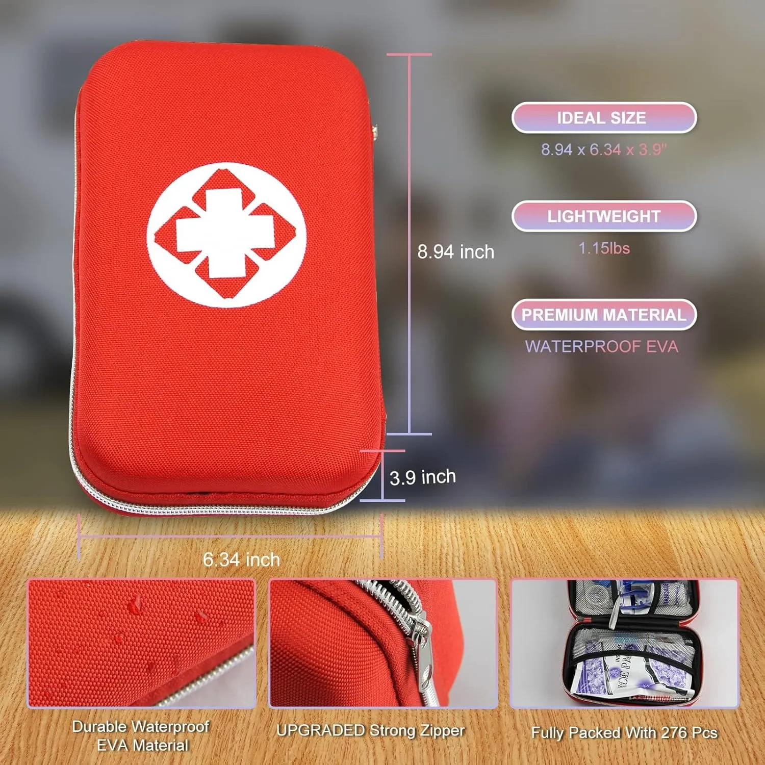 277Pcs Camping First Aid Kit for Business Emergency Supplies Compact Bag for Backpack, Home First Aid Essentials Survival Kit for Hiking Travel Workplace AMORNING