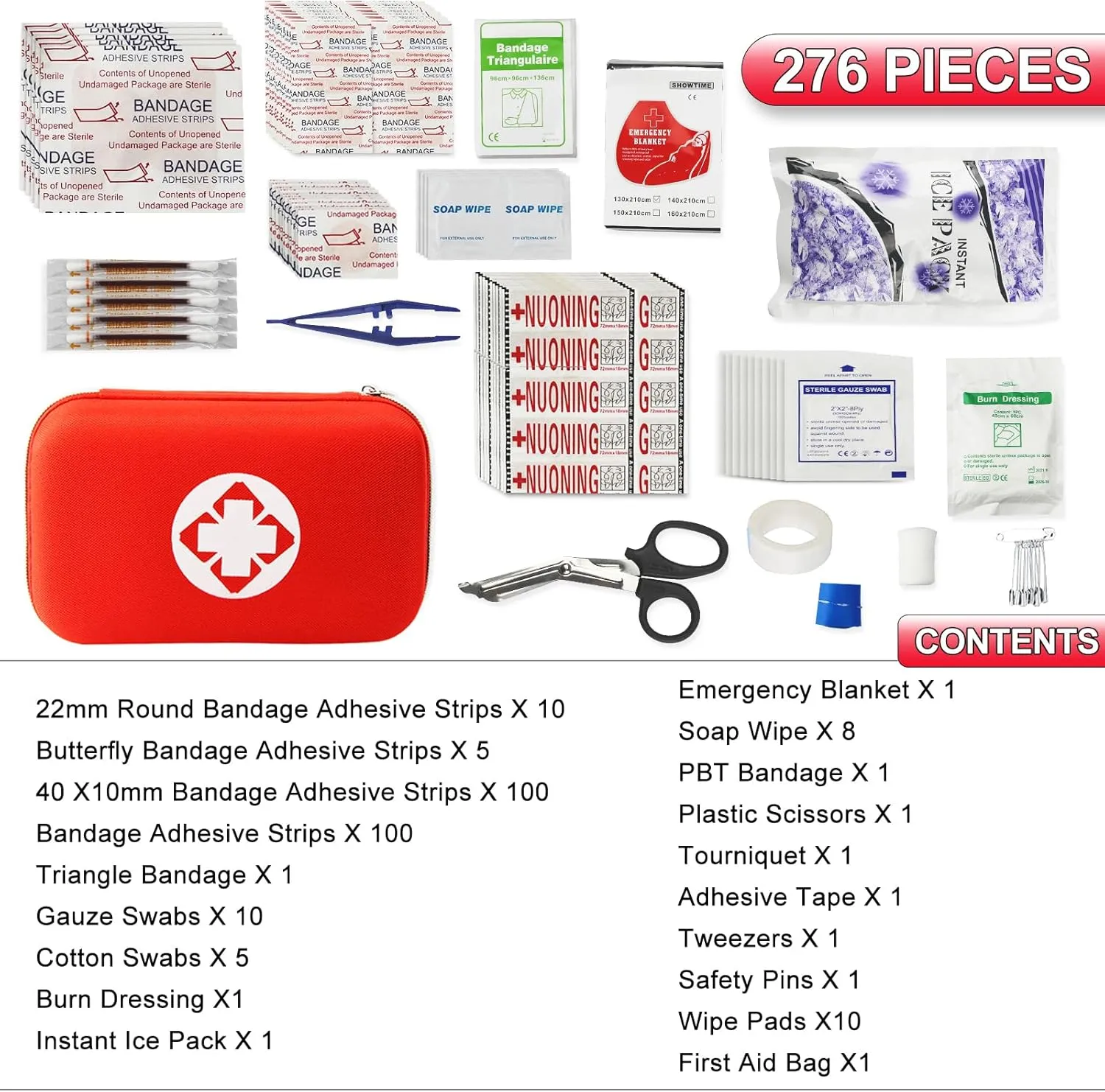 277Pcs Camping First Aid Kit for Business Emergency Supplies Compact Bag for Backpack, Home First Aid Essentials Survival Kit for Hiking Travel Workplace AMORNING