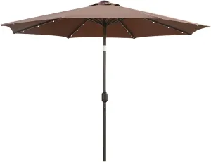 2.7M Aluminum Parasol Umbrella, Garden Parasol With LED Solar Light, Tiltable Parasol, For Balcony, Courtyard, Beach