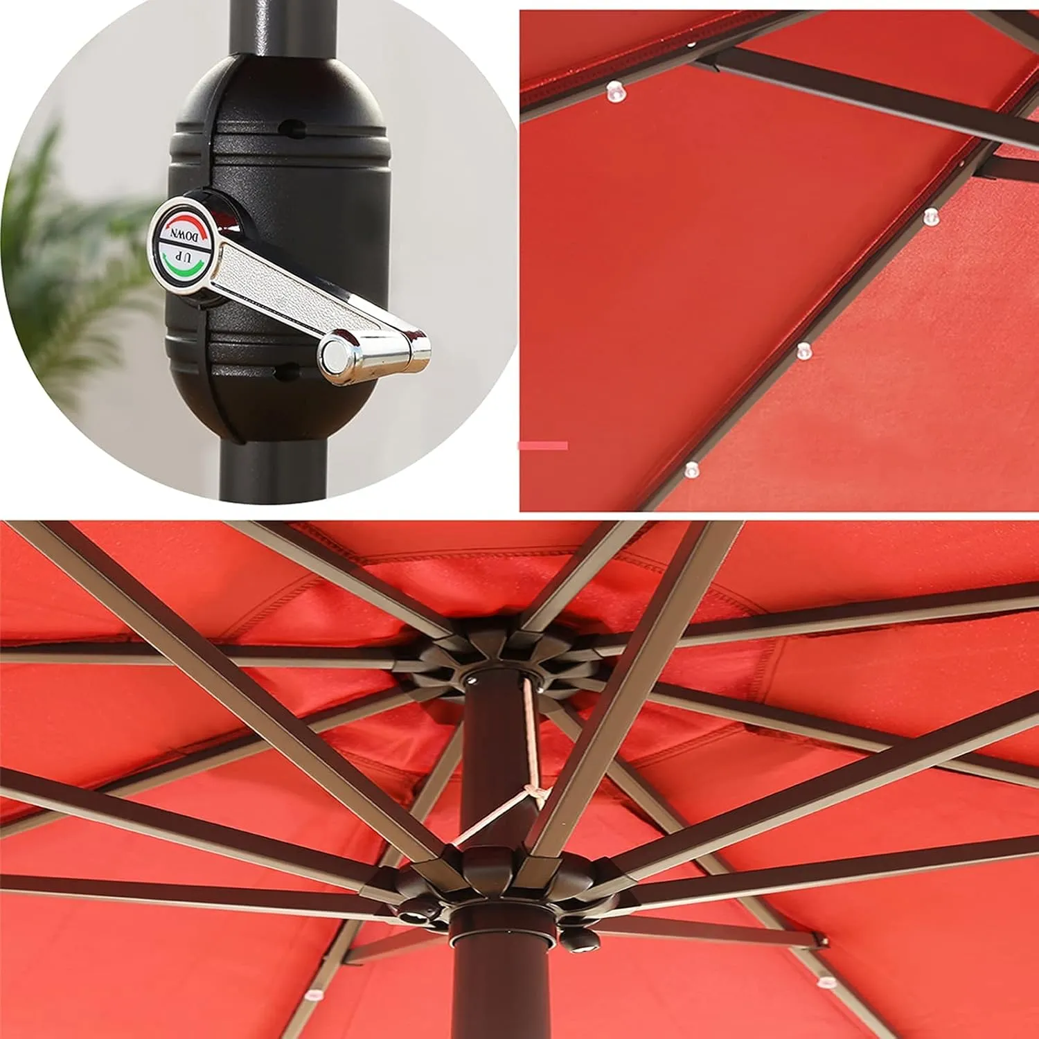 2.7M Aluminum Parasol Umbrella, Garden Parasol With LED Solar Light, Tiltable Parasol, For Balcony, Courtyard, Beach