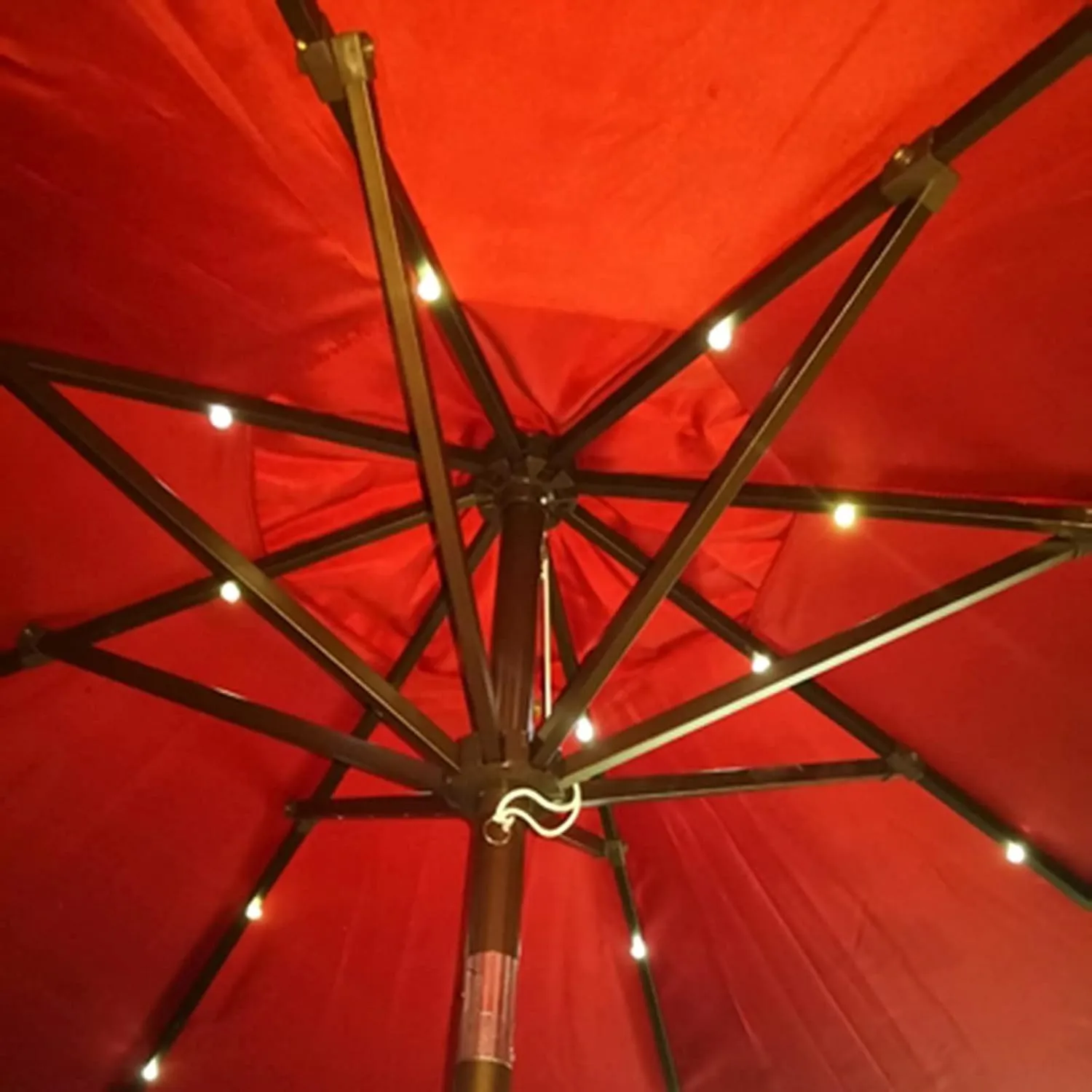 2.7M Aluminum Parasol Umbrella, Garden Parasol With LED Solar Light, Tiltable Parasol, For Balcony, Courtyard, Beach