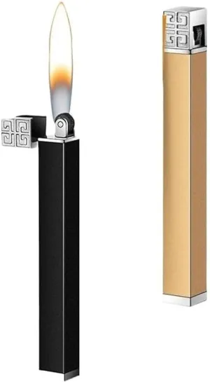 2pcs Butane Soft Flame Lighter,Refillable,Wheel Flint Ignition Portable Mini Lighter Adjustable Flame,Gifts for Women Lady Wife(Black Gold)