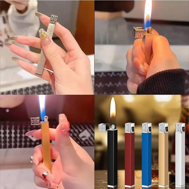 2pcs Butane Soft Flame Lighter,Refillable,Wheel Flint Ignition Portable Mini Lighter Adjustable Flame,Gifts for Women Lady Wife(Red Gold)