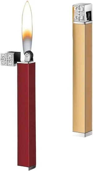 2pcs Butane Soft Flame Lighter,Refillable,Wheel Flint Ignition Portable Mini Lighter Adjustable Flame,Gifts for Women Lady Wife(Red Gold)