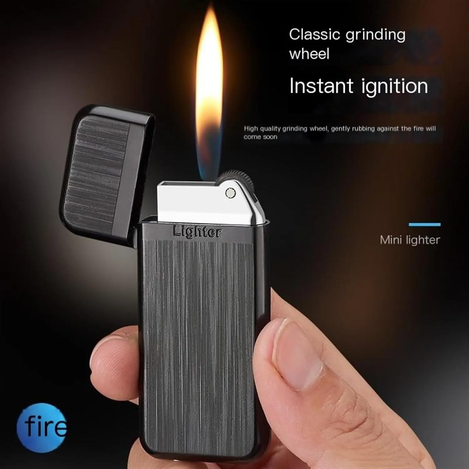 2pcs Mini Lighter! Portable Metal Tiny 8mm Soft Flame refillable Flint Gas Lighters， Pocket Lighter Gift for Collection/Cigarette/Cigar/Candle (Color : Black Gold)
