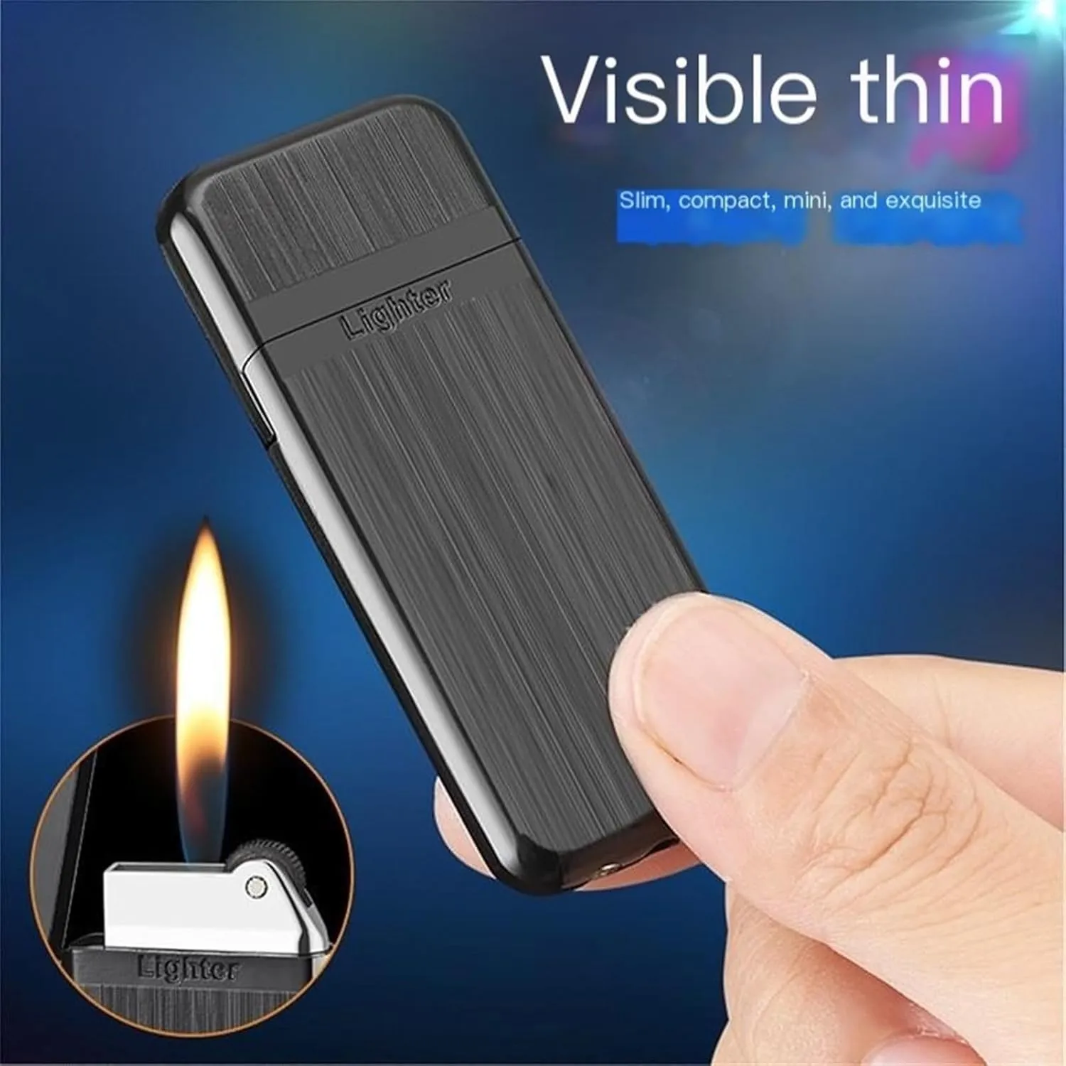 2pcs Mini Lighter! Portable Metal Tiny 8mm Soft Flame refillable Flint Gas Lighters， Pocket Lighter Gift for Collection/Cigarette/Cigar/Candle (Color : Black Gold)