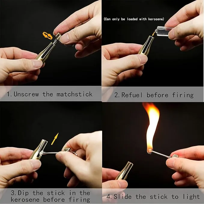 2Pcs Permanent Match Flint Match Keychain Flint Fire Starter Waterproof Emergency Survival Camping Keychain Lighter for Outdoor (No Oil Included)