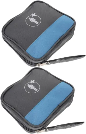 2Pcs Portable First Aid Bag Empty Supplies Organizer for Office Kitchen Traveling Hiking Camping Backpacking Cycling Compact Case