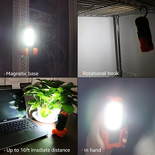 2pcs Portable LED Work Light,Hanging Hook & Magnetic Flashlight