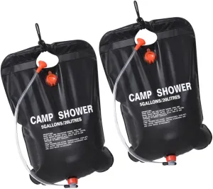 2Pcs Portable Solar Shower Bag Outdoor Camping Shower Kit Lightweight for Easy Storage for Camping Beach Hiking and Travel
