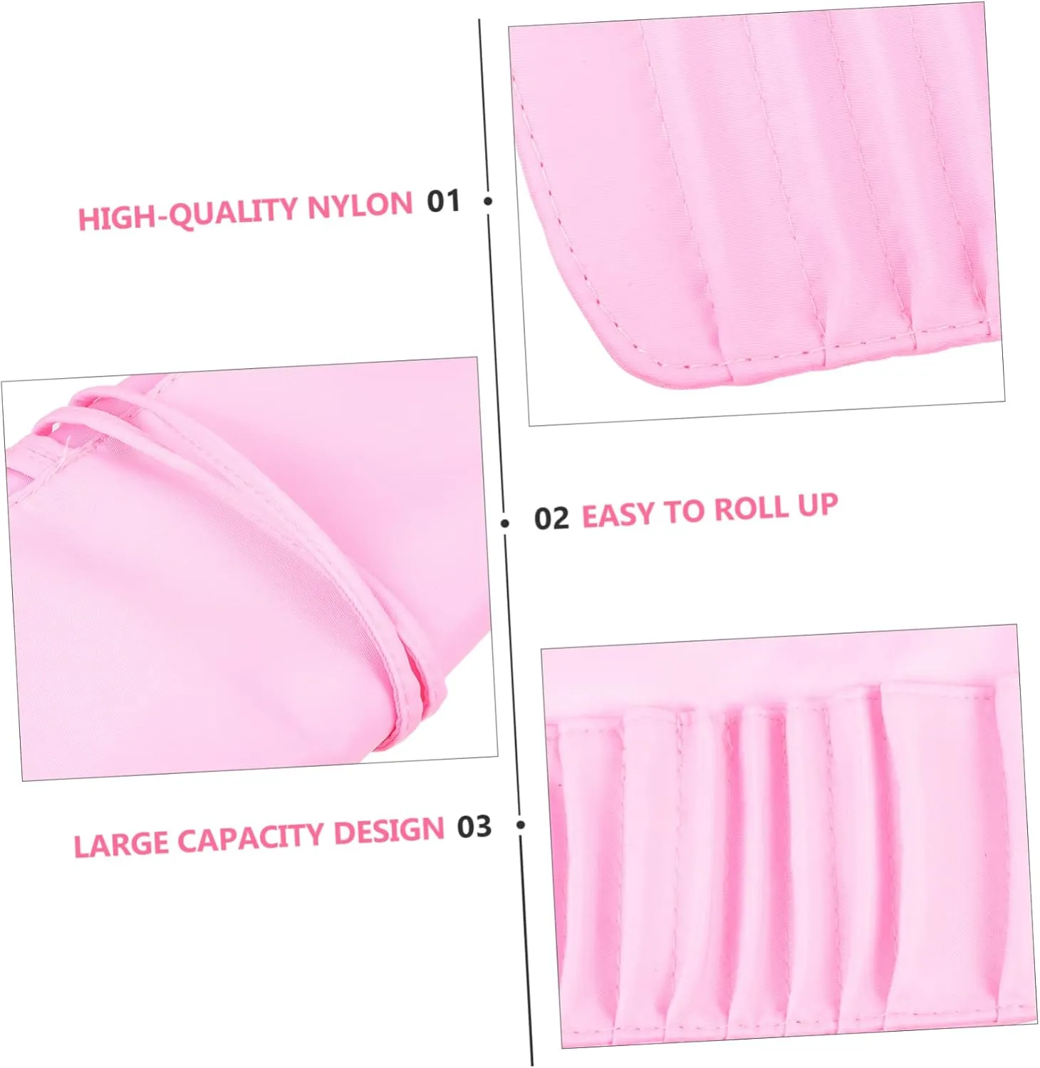 2pcs Rolling Makeup Storage Case Brush Holder Compact Travel Cosmetic Bag Belt Strap for Women