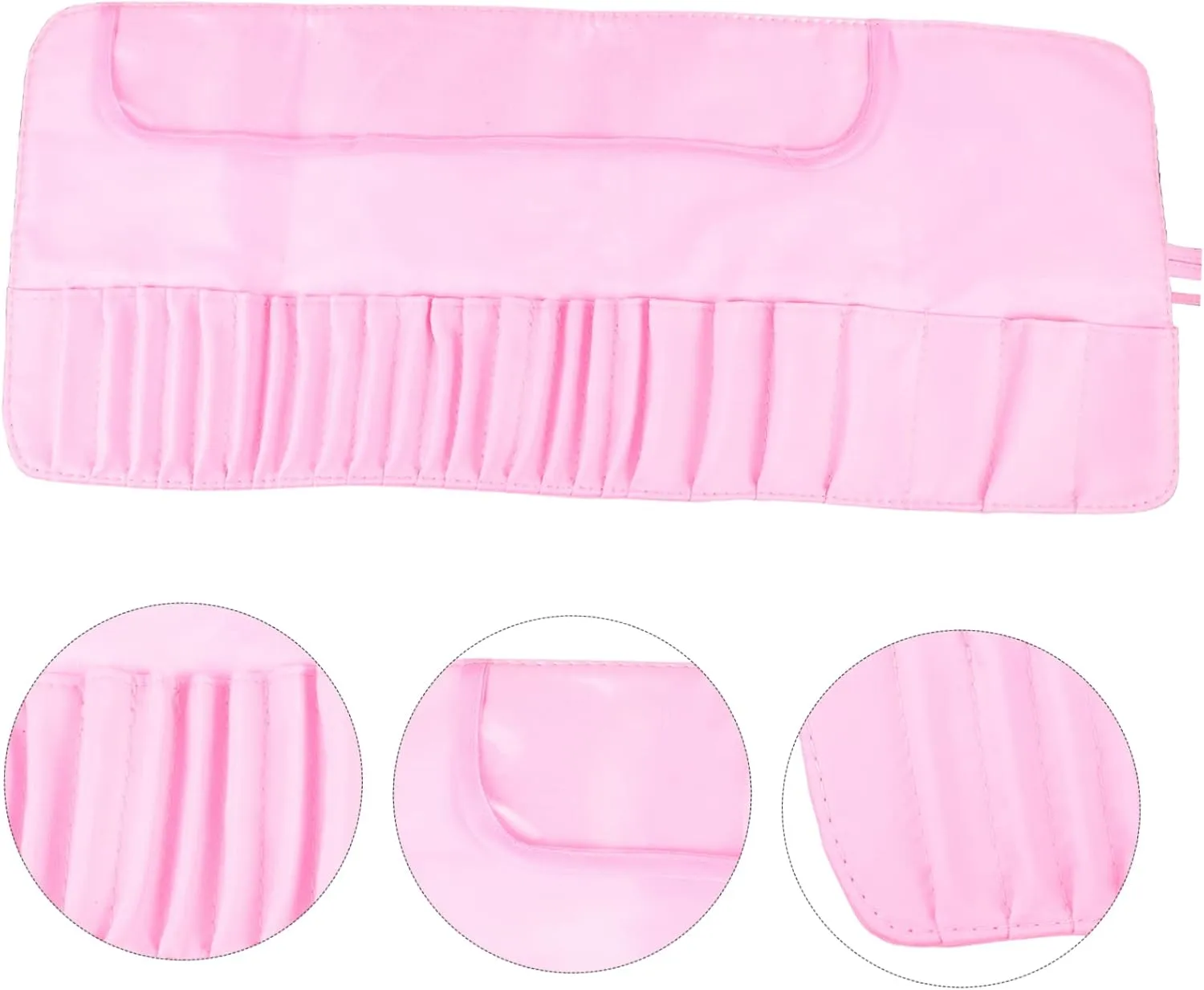 2pcs Rolling Makeup Storage Case Brush Holder Compact Travel Cosmetic Bag Belt Strap for Women