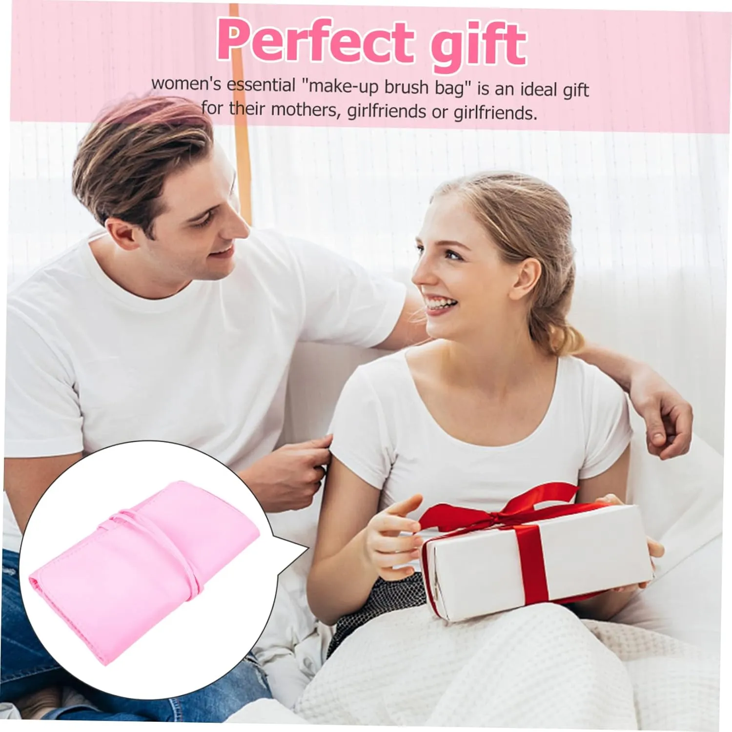 2pcs Rolling Makeup Storage Case Brush Holder Compact Travel Cosmetic Bag Belt Strap for Women
