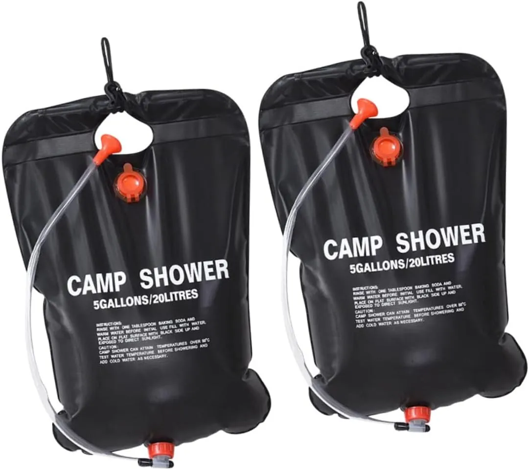2Pcs Solar Shower Bags for Outdoor Camping Portable Hot Water Shower Bag for Beach Hiking and Travel