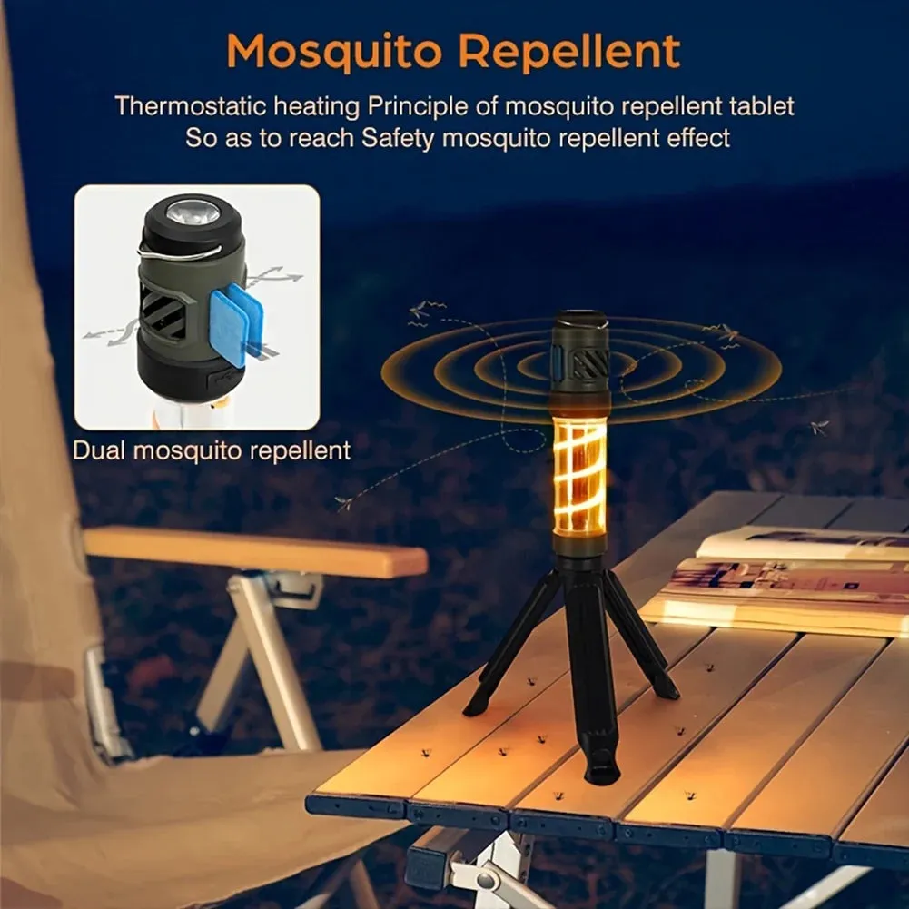 3 in 1 Mosquito Repeller Lamp USB Rechargeable Camping Light with Triangle Bracket Telescoping Tripod Outdoor Light for Outdoor
