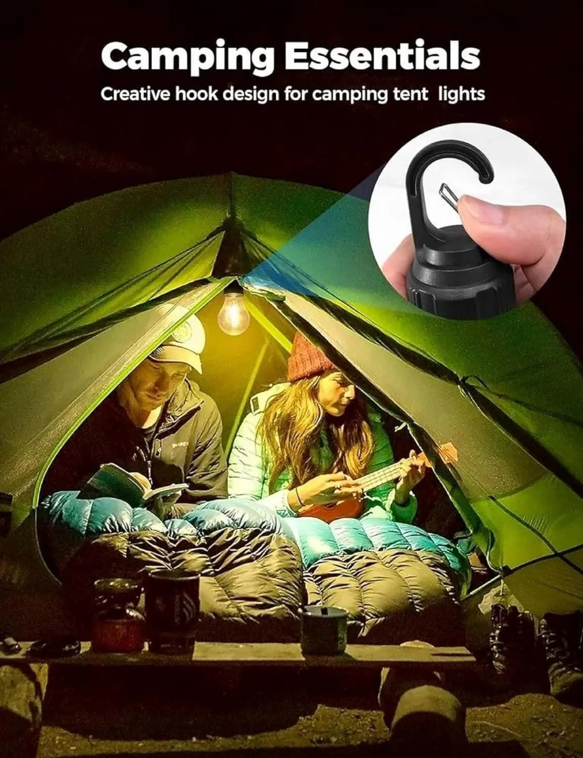 3-Mode Decorative Hanging Bulb Tent Lamp for Camping (Pack of 1)