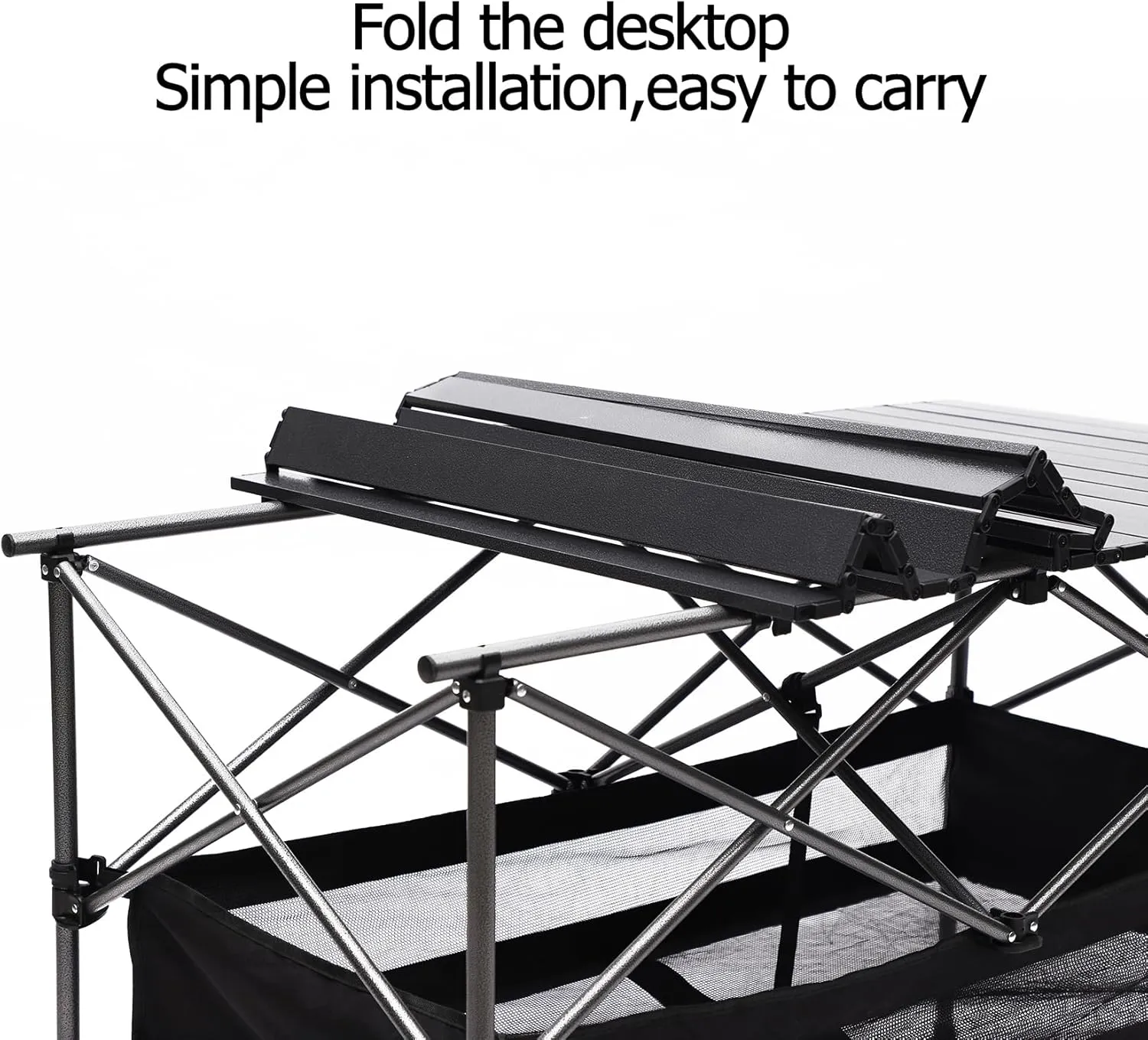 3-piece Outdoor Folding Camping Table and Two Camping Chairs, Lightweight Aluminum Roll-up Rectangular Folding Table for Indoor, Outdoor Camping, Picnics, Beach,Backyard, BBQ, Party, Patio, Green
