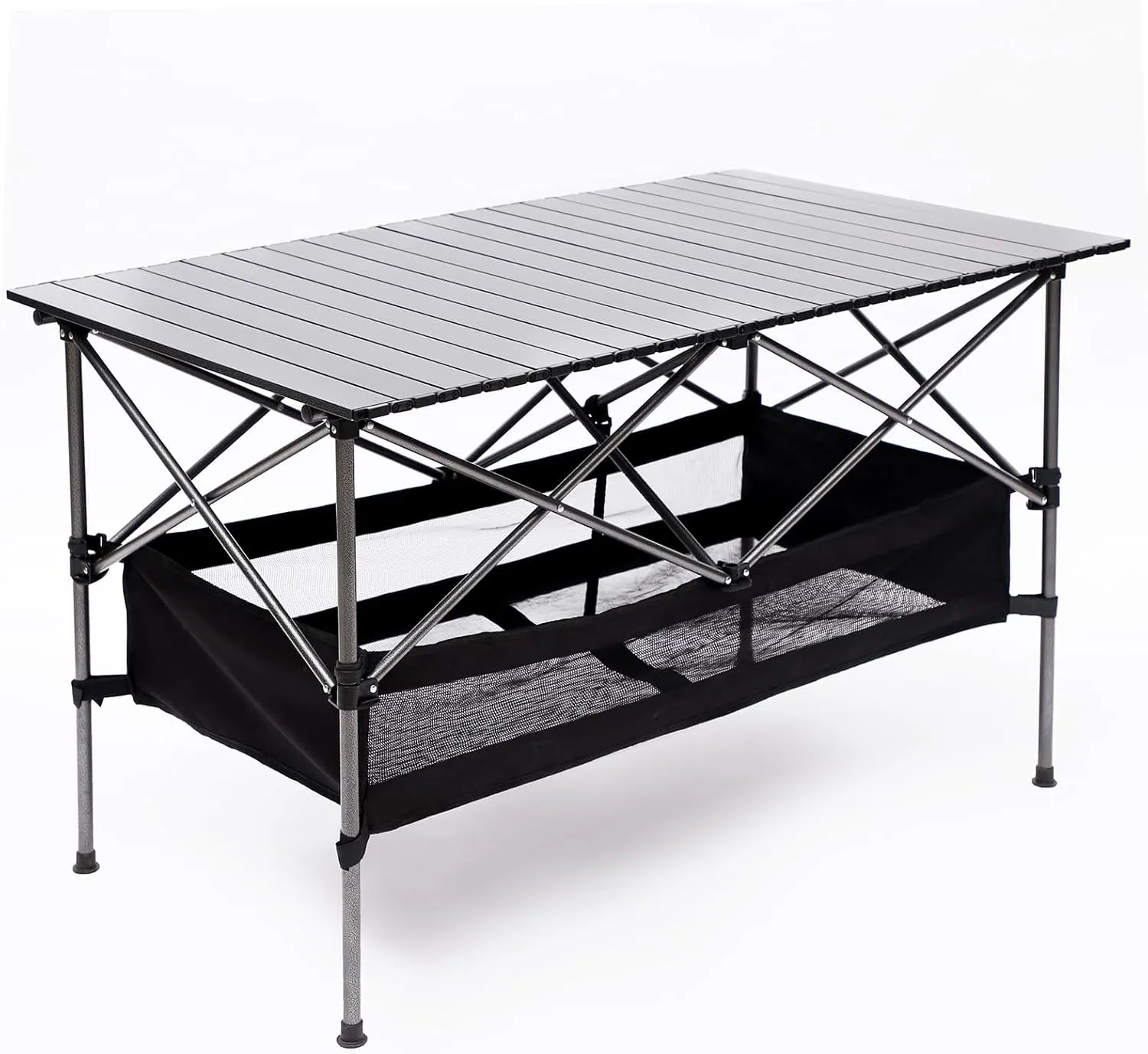 3-piece Outdoor Folding Camping Table and Two Camping Chairs, Lightweight Aluminum Roll-up Rectangular Folding Table for Indoor, Outdoor Camping, Picnics, Beach,Backyard, BBQ, Party, Patio, Green
