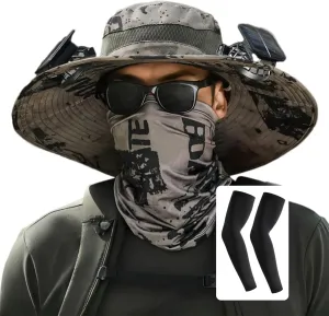 [3 Sleeves Included] Solar Fan Hat Wide Brim Solar Fan HatSolar   USB Dual Power SupplyPerfect for Outdoor Fishing, Camping