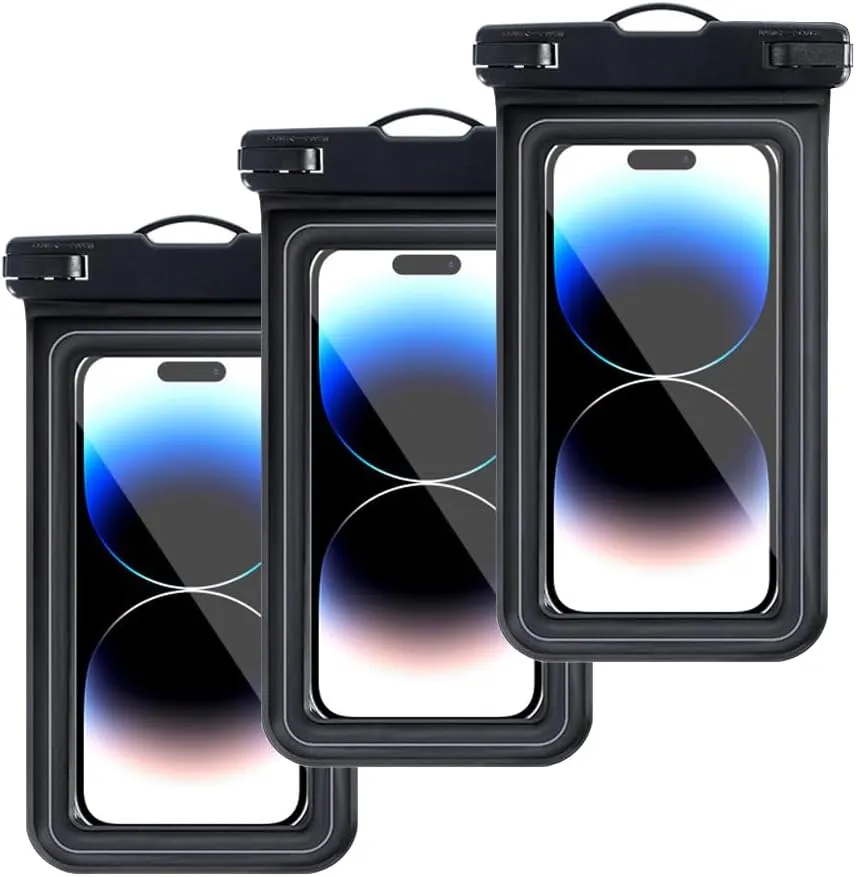 3 x Waterproof Floating Phone Pouch, Universal IPX8 Waterproof Case for iPhone Samsung Galaxy Series, 6.9" Dry Bag with Lanyard for Beach Pool Water Play Swimming