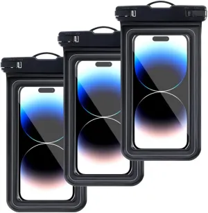 3 x Waterproof Floating Phone Pouch, Universal IPX8 Waterproof Case for iPhone Samsung Galaxy Series, 6.9" Dry Bag with Lanyard for Beach Pool Water Play Swimming