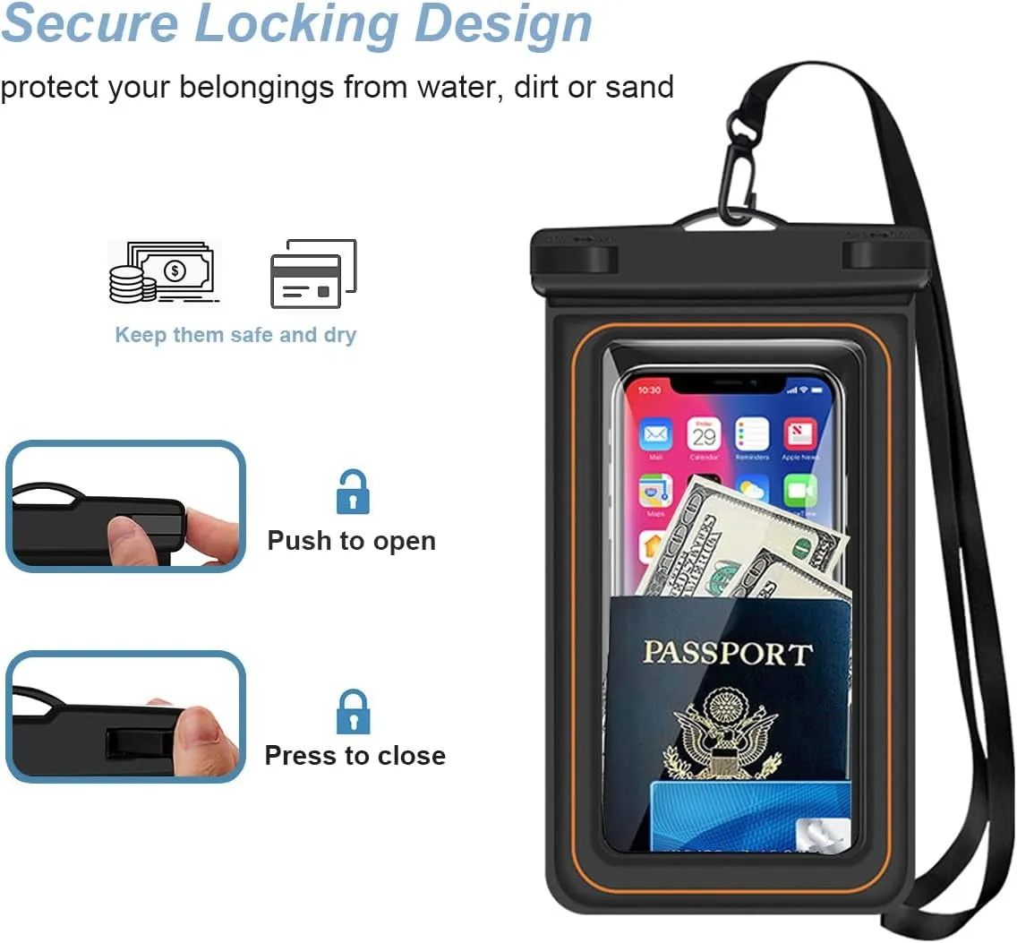 3 x Waterproof Floating Phone Pouch, Universal IPX8 Waterproof Case for iPhone Samsung Galaxy Series, 6.9" Dry Bag with Lanyard for Beach Pool Water Play Swimming