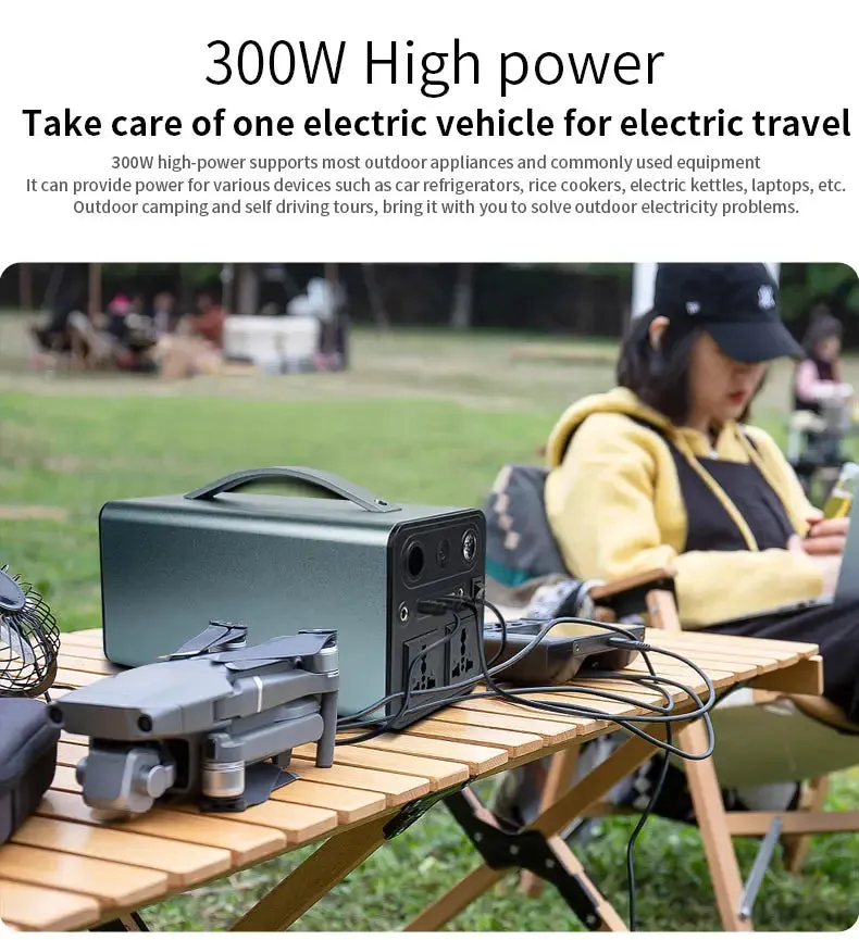 300W Portable Solar Power Station — 68000mAh LiFePO4 Battery for Camping & Backup