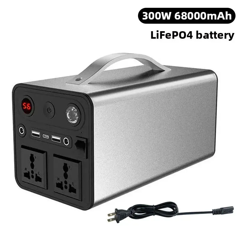300W Portable Solar Power Station — 68000mAh LiFePO4 Battery for Camping & Backup