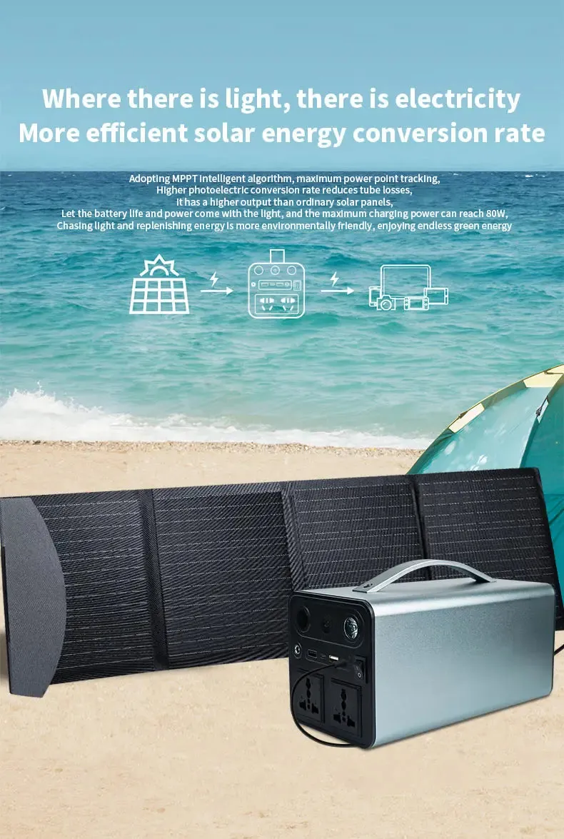 300W Portable Solar Power Station — 68000mAh LiFePO4 Battery for Camping & Backup