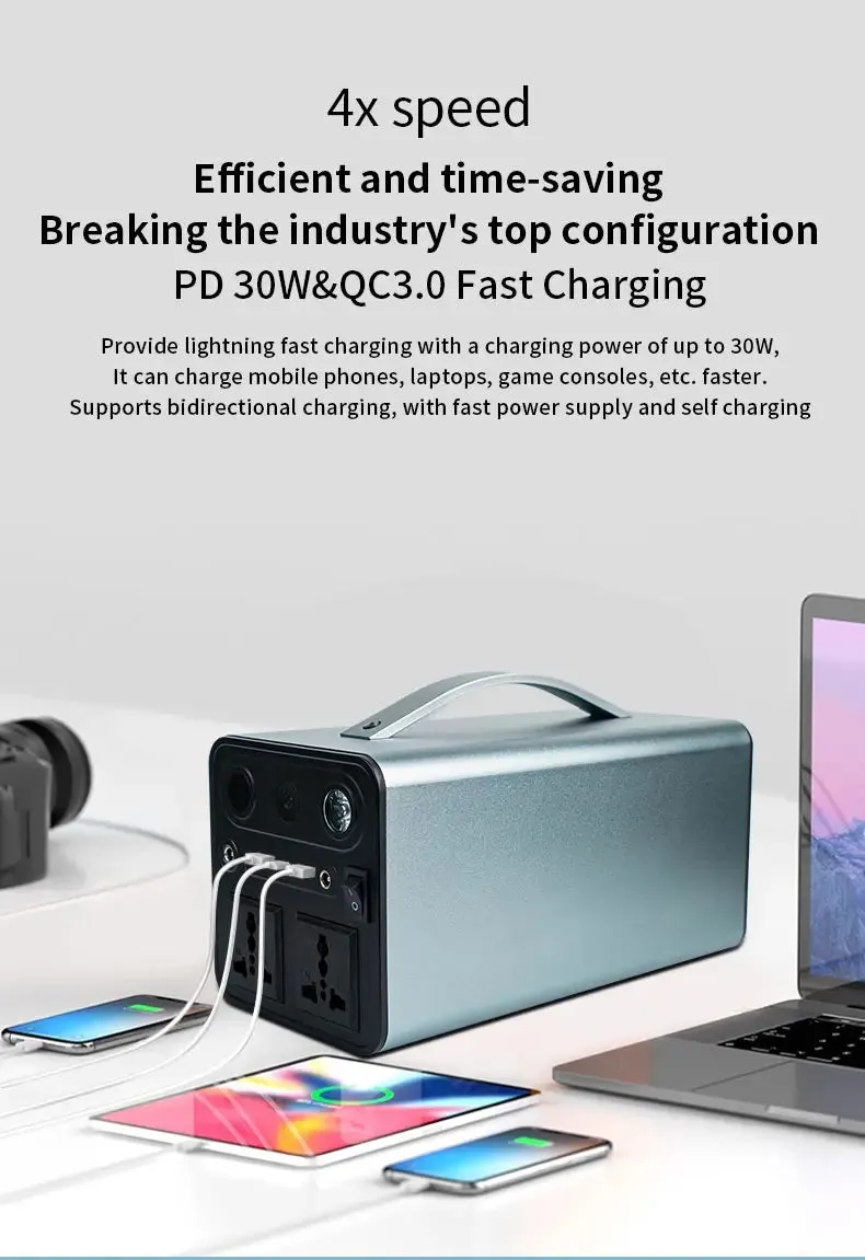 300W Portable Solar Power Station — 68000mAh LiFePO4 Battery for Camping & Backup