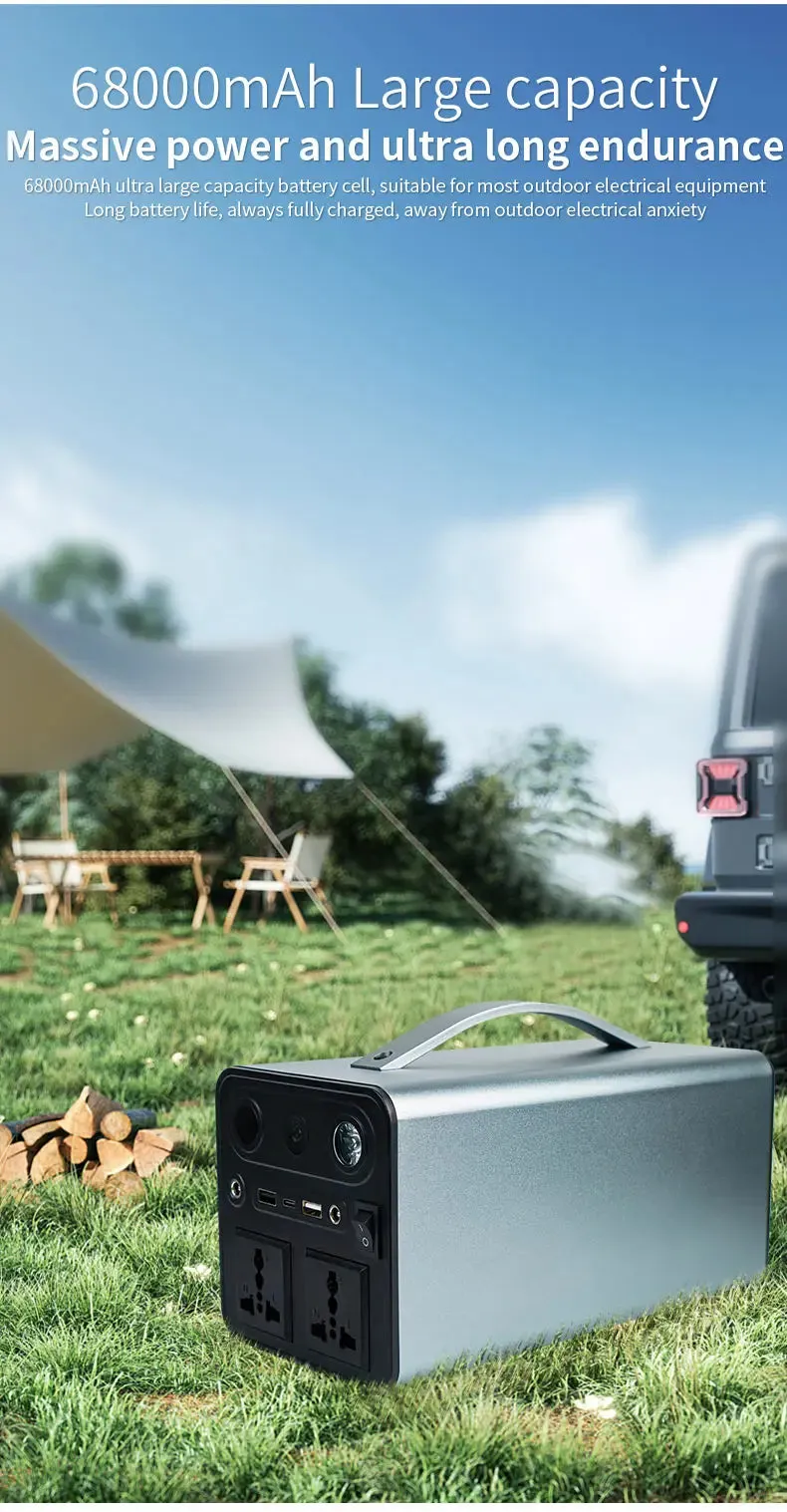 300W Portable Solar Power Station — 68000mAh LiFePO4 Battery for Camping & Backup