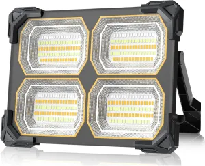 300W Rechargeable Work Light,26000 MAhMagnetic Work Light, 26000LM Portable 326 Led Solar Floodlights with Stand 5 Lights Modes IP66 Waterproof,for Outdoor Camping Car Repairing