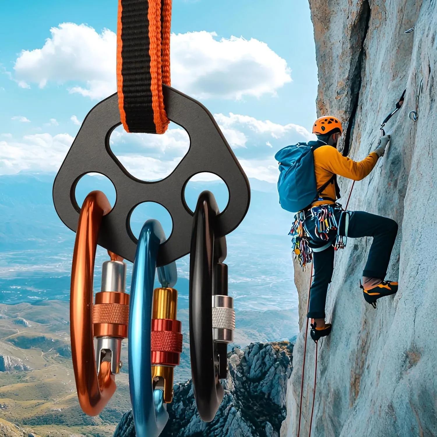 30kN/40kN Rigging Plate Aluminum Anchor Multiplier Plate, 4 Holes Force Divider Plate Bear, Climbing Descender Gear for Hammock Firefighting Arborist Rock Climbing Rescue Cave Yoga