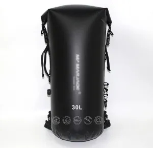30L PVC Waterproof Dry Bag with 2 Detachable Shoulder Strap, Roll Top Dry Compression Sack, for Kayaking, Swimming, Rafting (Color : Black)