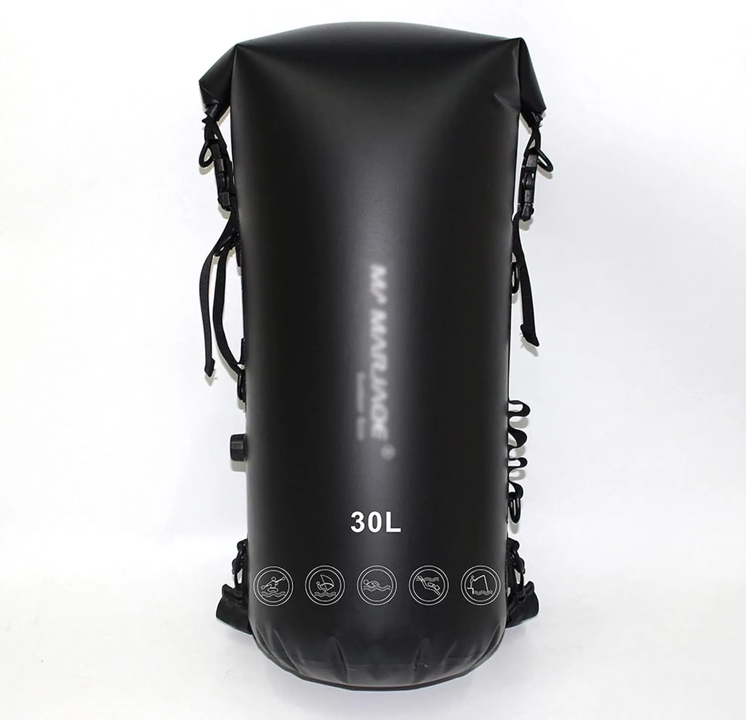 30L PVC Waterproof Dry Bag with 2 Detachable Shoulder Strap, Roll Top Dry Compression Sack, for Kayaking, Swimming, Rafting (Color : Black)