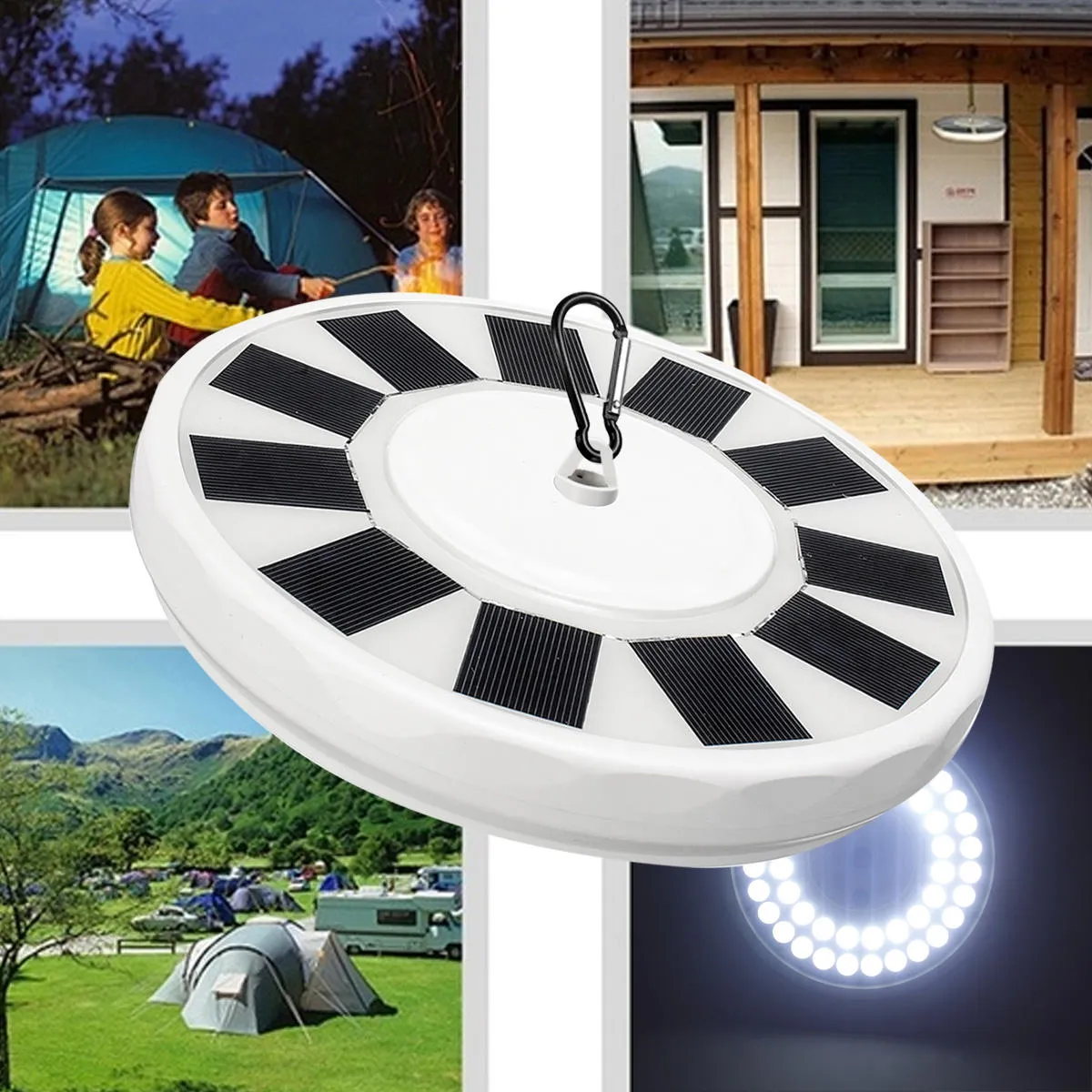 32/48 LED Solar Flag Pole Light Super Bright Night Light Camping Yard Garden