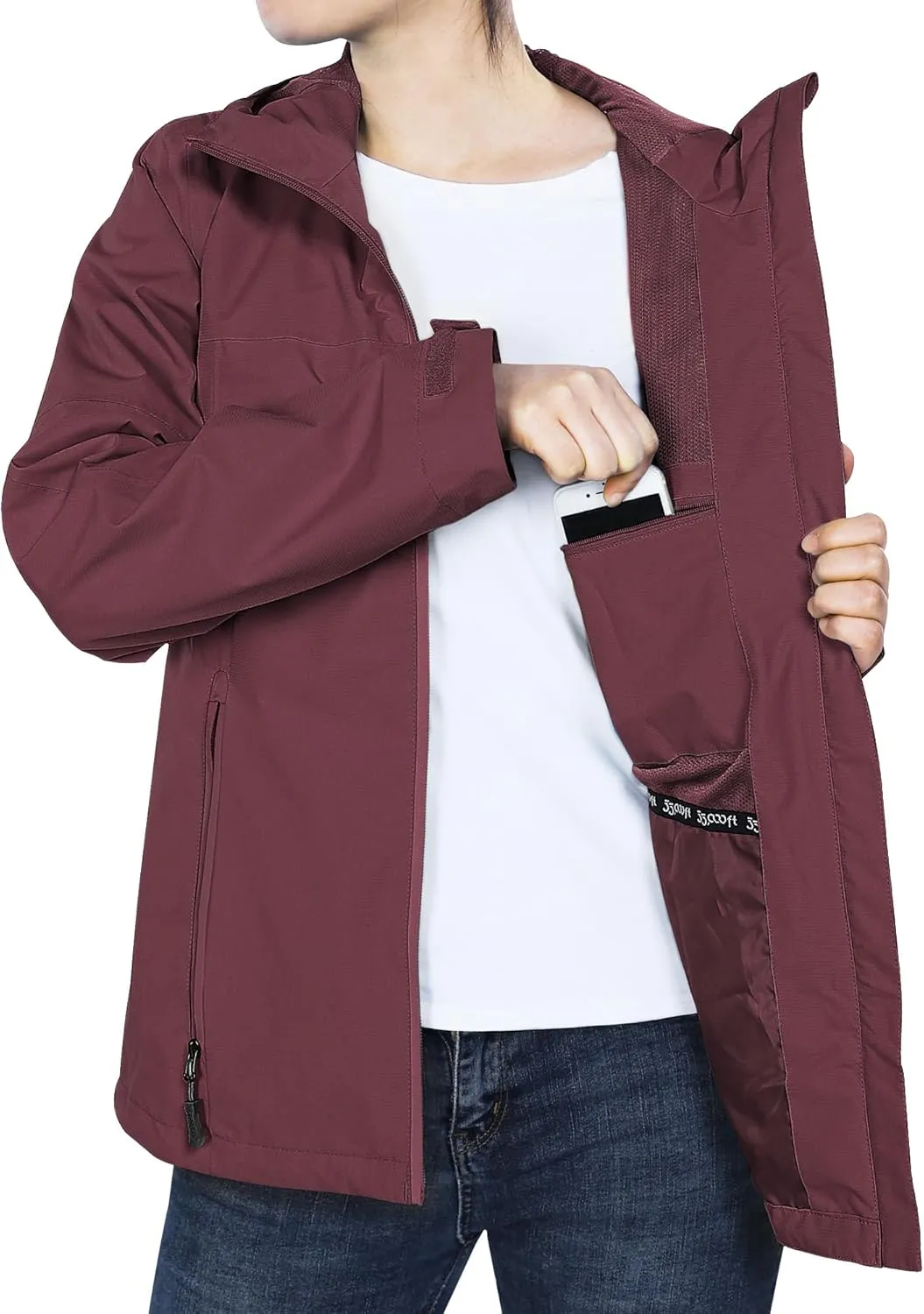 33,000ft Packable Rain Jacket Women Lightweight Waterproof Raincoat with Hood Cycling Bike Jacket Windbreaker