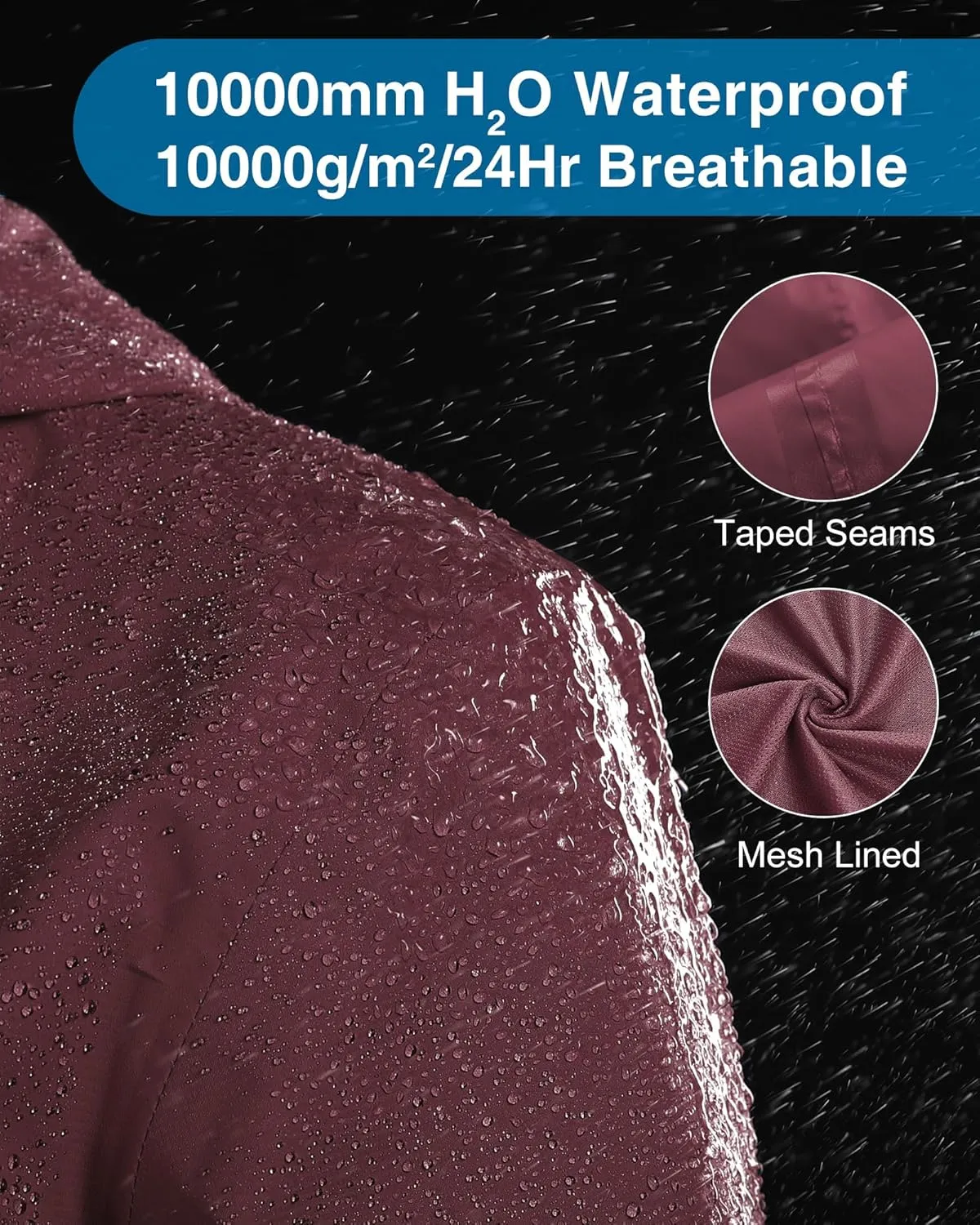 33,000ft Packable Rain Jacket Women Lightweight Waterproof Raincoat with Hood Cycling Bike Jacket Windbreaker