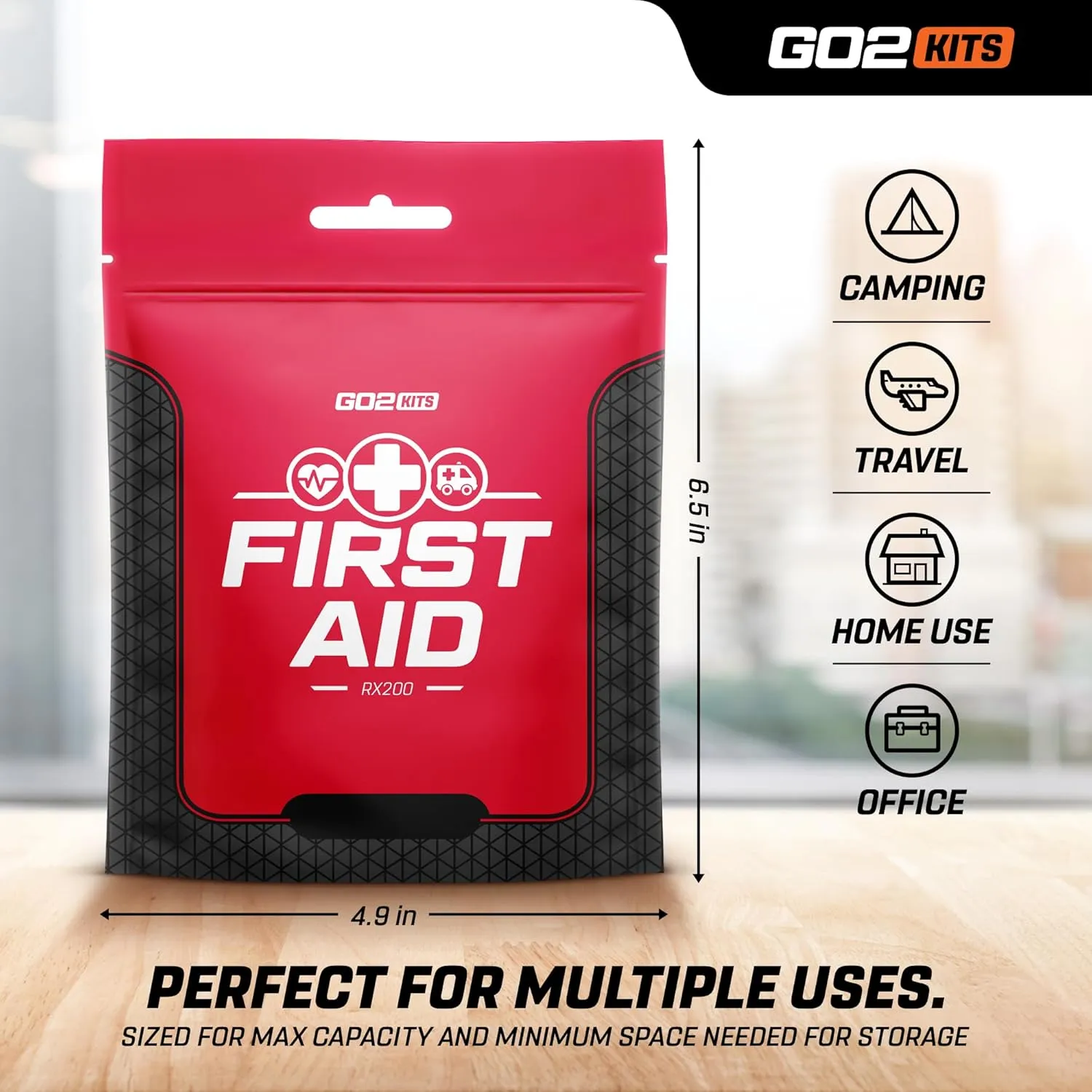 38-Piece First Aid Kit 2.0, Basic Plus Emergency First Aid Kit for Home, Work & Travel, Red, 38 Pieces, 5-Pack